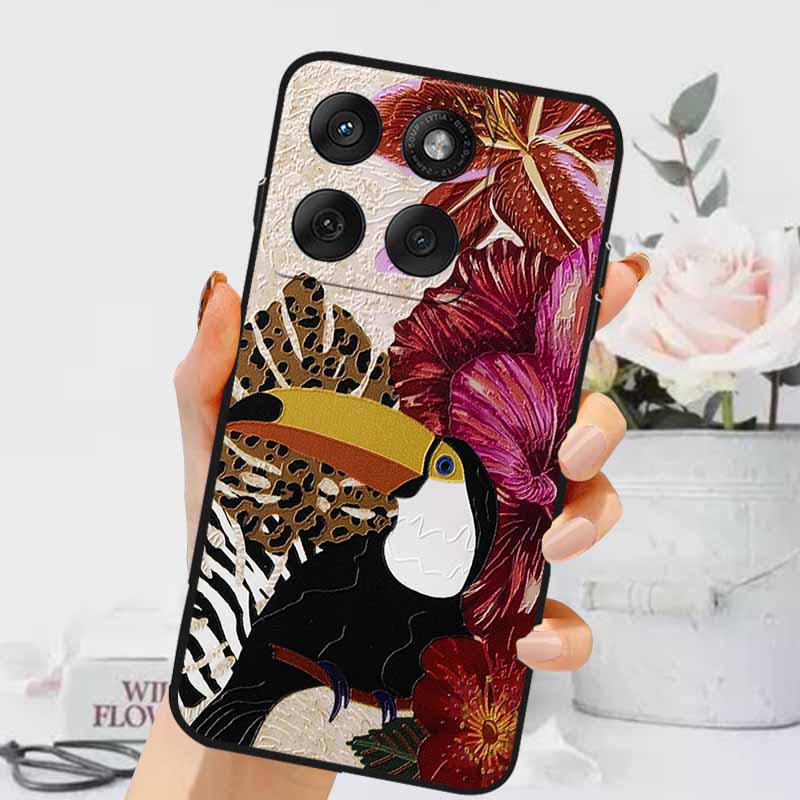 3D Тисненые Чехлы Для Edge 60 Fusion / Edge 60 Pro Рельефные Тисненые Ретро Силиконовая Задняя Крышка Для Edge 60 Stylus Черный Funda 60 Pro