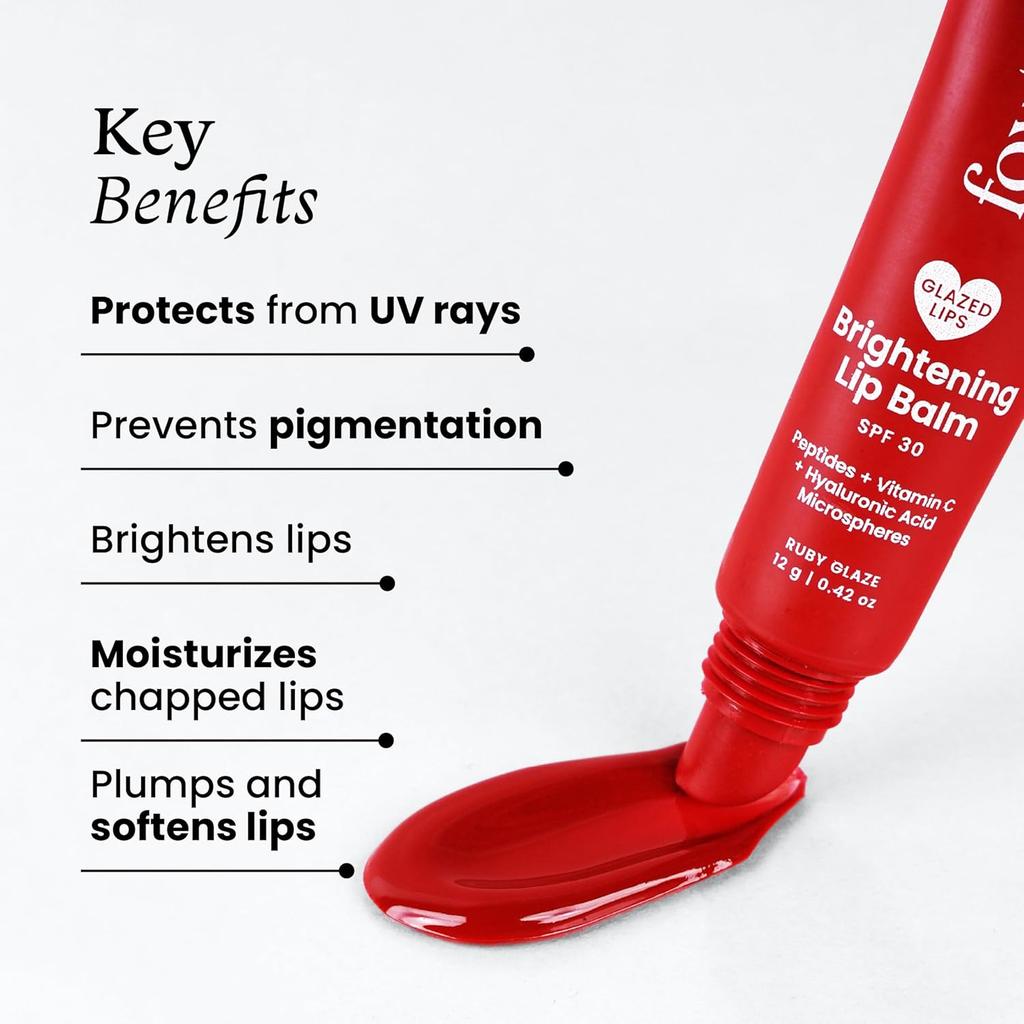 Brightening Lip Balm SPF 30: Ruby Shade (12 G), Brightening Lip Balm SPF 30 Ruby Glaze, Foxtale