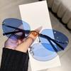High-end European and American Style Frameless Sunglasses for Women, Luxurious and Stylish, with UV Protection.