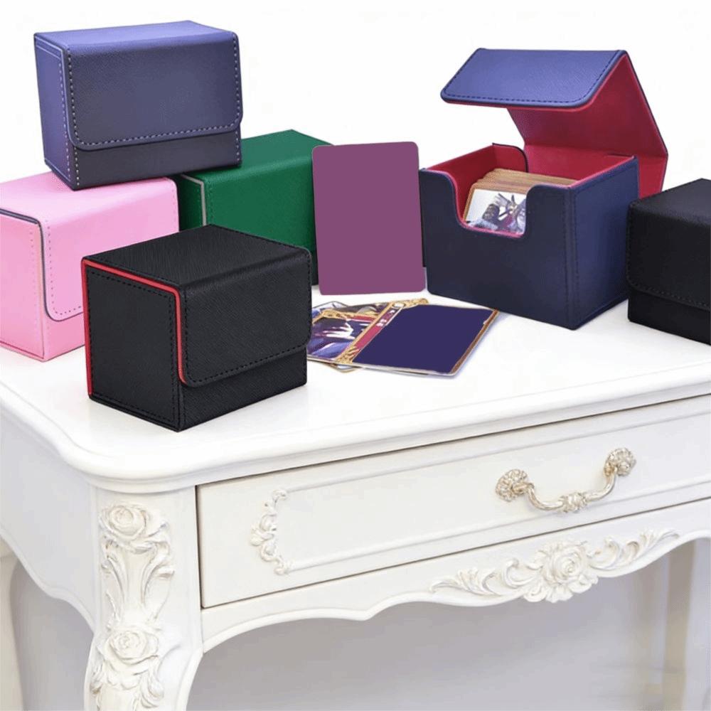 Flip Cover Trading Card Deck Box Fit 100 Single Sleeved Game Cards Storage Box Sports Cards
