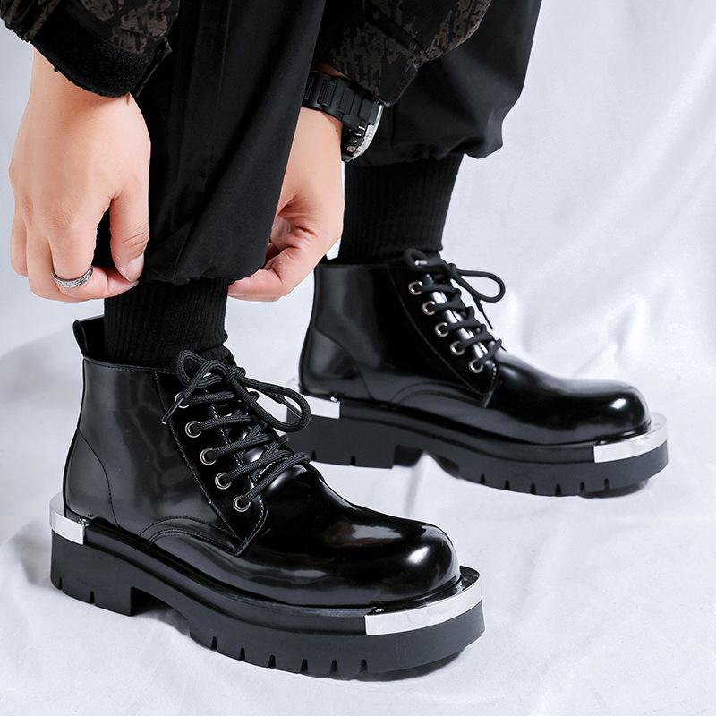 Мужская мода панк хип-хоп ботинки на платформе черные стильные из натуральной кожи обувь ковбойские ботильоны красивые мотоциклетные боты для мужчин