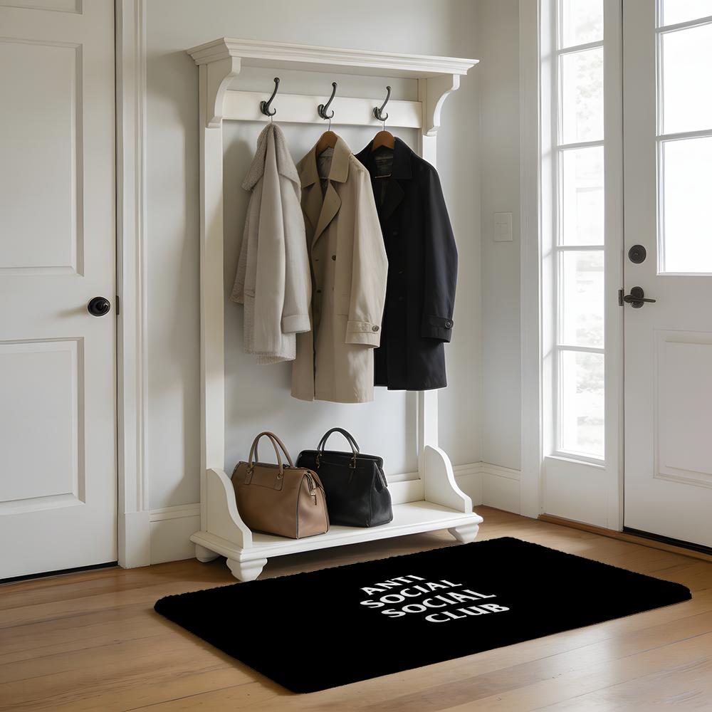 Floor Mat Soft Flannel Rug Non Slip Absorbent Mat for Bathroom Bedroom Home Decor Fashion A ANTI SOCIAL SOCIAL CLUB