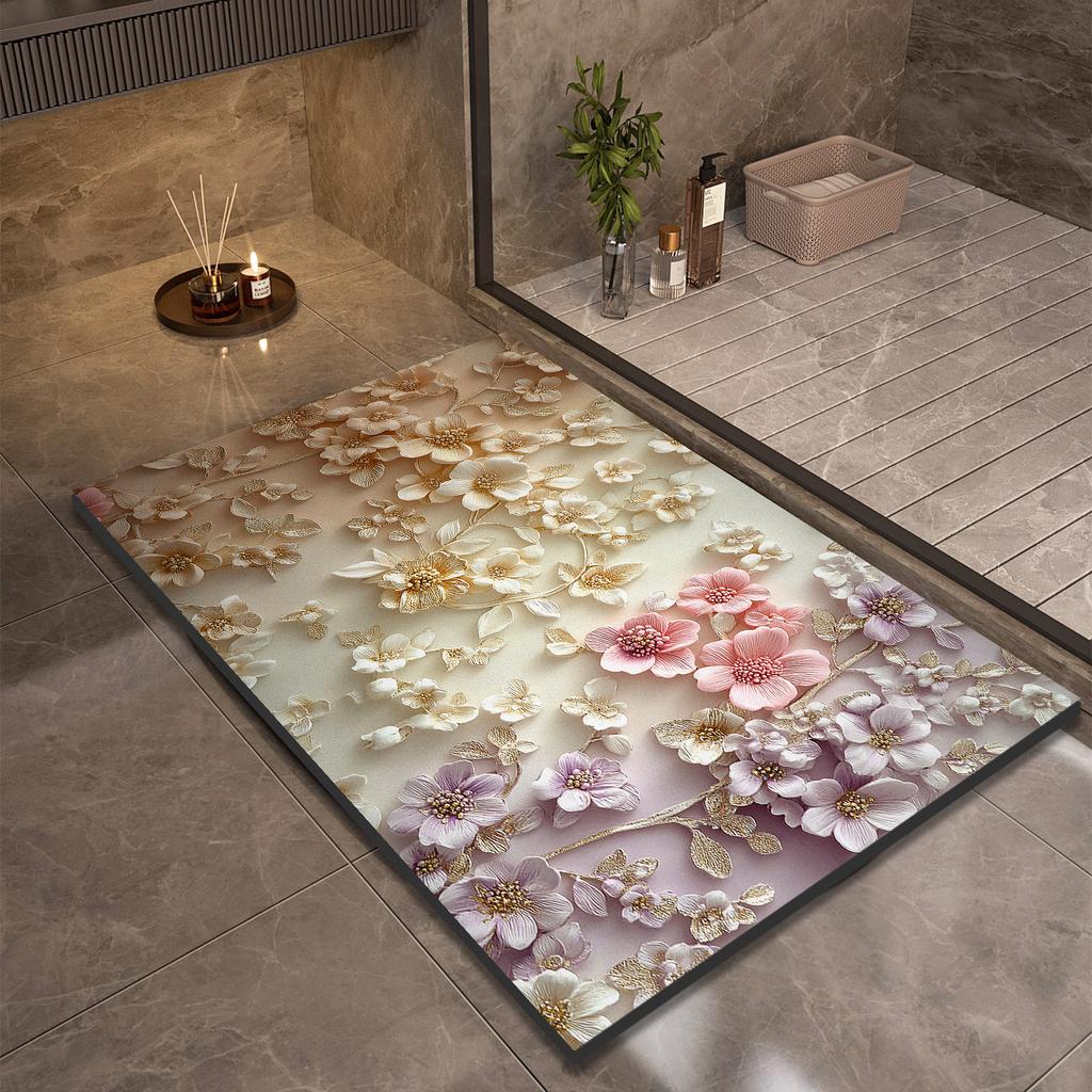Коврик для ванной комнаты с цветком, нескользящие коврики для ног, впитывающие, быстросохнущие, коврики для душа, коврики для туалета, коврики для двери, моющиеся