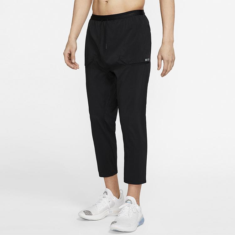 Nike Сплошные укороченные повседневные брюки для бега, мужские брюки, черные CJ5785-010
