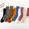 Женские однотонные хлопковые носки средней длины - модные длинные носки в корейско-японском стиле на осень/зиму