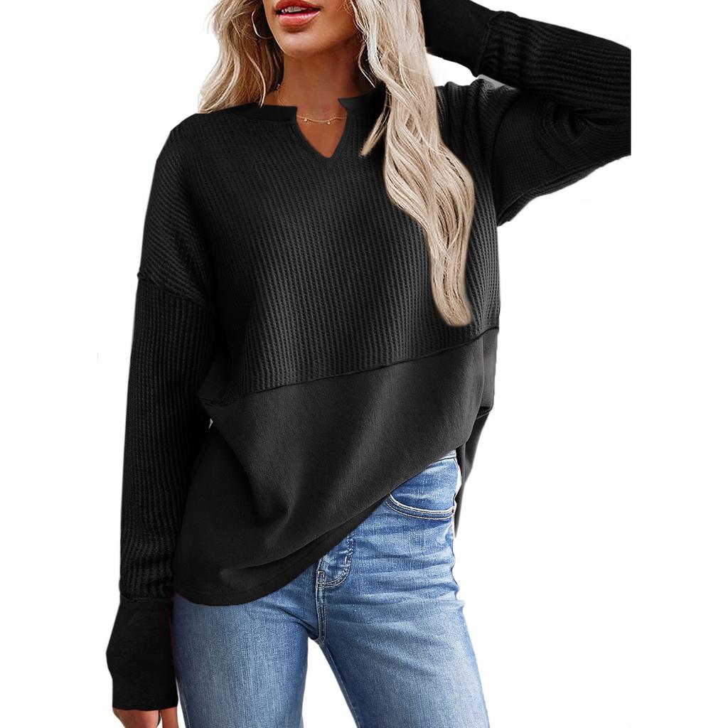 GMXIA Осенне-зимняя женская повседневная рубашка однотонная с длинным рукавом сращивание однотонная свободная толстовка с капюшоном для женщин