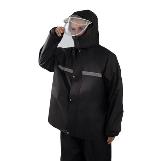 2Pcs/Set Raincoat Pants Set Men Women Hooded Long Sleeve Rain Jacket Elastic Waist