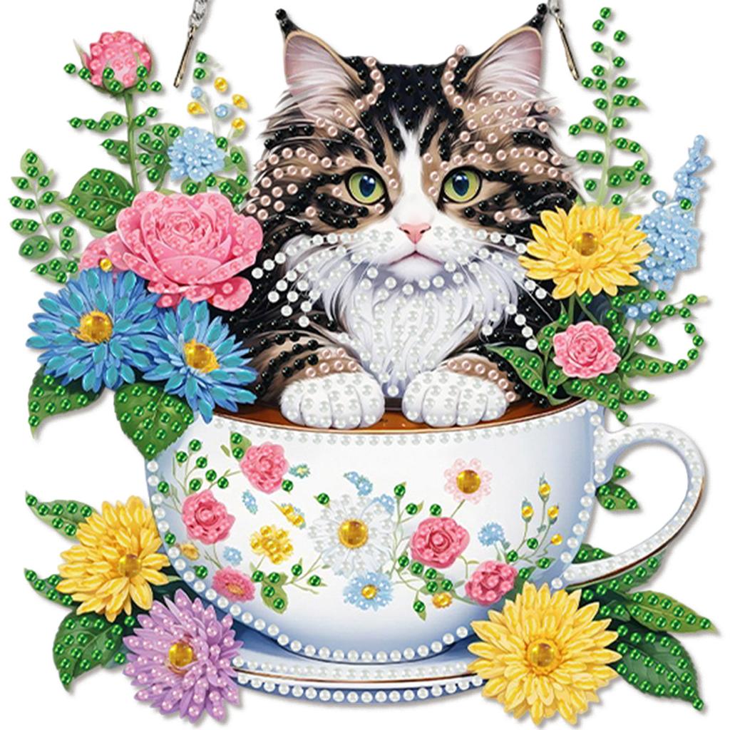 Acrylic Special Shape Feather Bear Rhinestone Diamond Art Pendants Diamond Painting Ornaments Diamond Painting Hanging Pendant