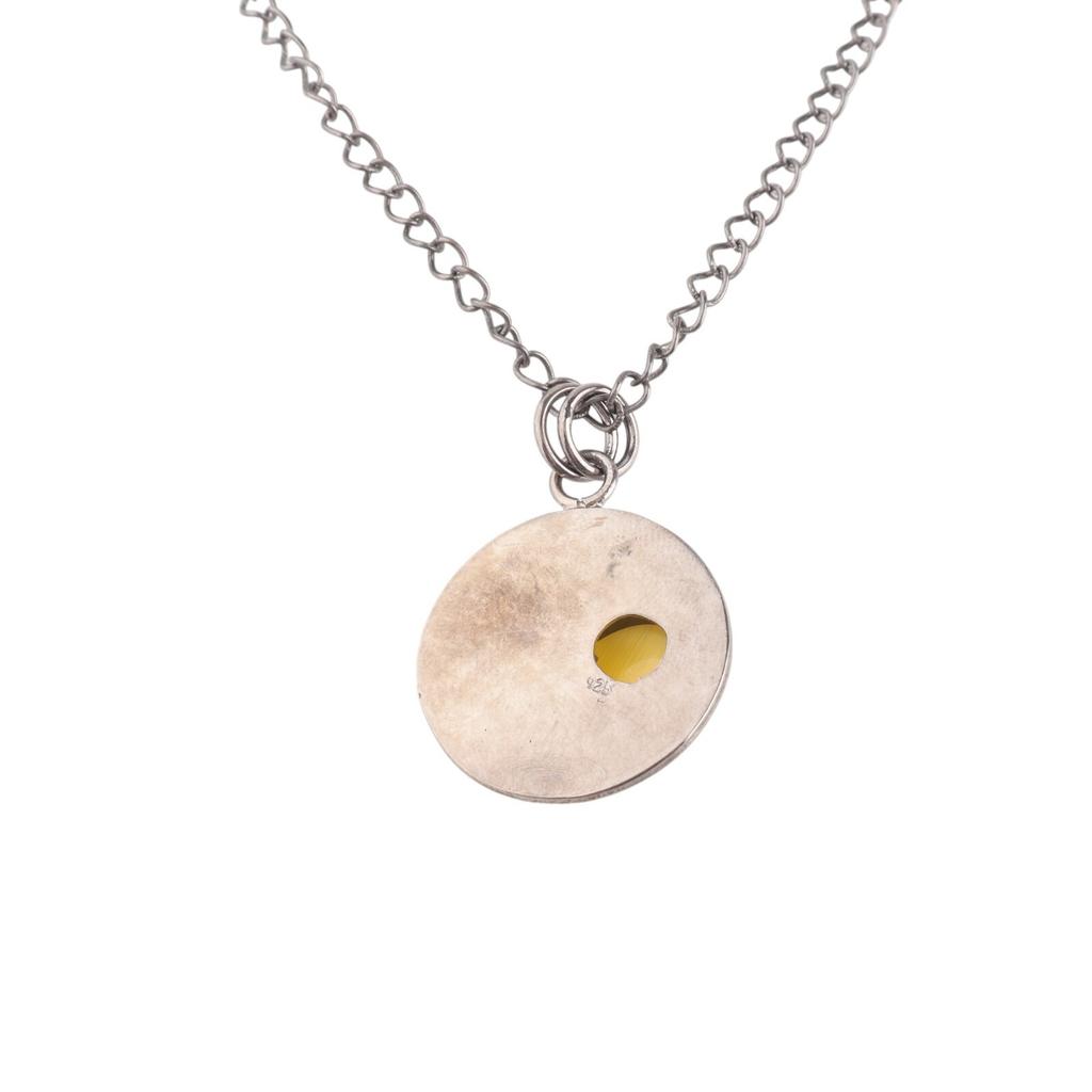 Yellow Cat's Eye Gemstone 925 Sterling Silver Jewelry Handcrafted Pendant 1.30" PP-33-43