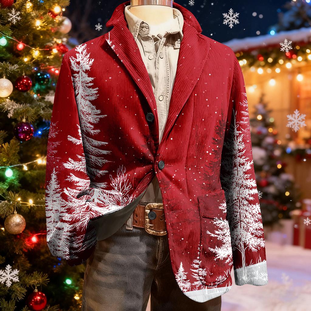 Мужской уродливый рождественский вельветовый теплый карманный пиджак-кардиган, мужской повседневный костюм