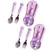 Lilpang Children's Kuromi One Touch Comfortable Spoon + Fork + Case Set, Mixed Colors, 2 Spoons + 2 Forks + 2 Cases
