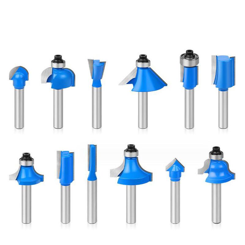1/4 дюйма, обрезка хвостовика, прямая фреза, биты по дереву, карбид вольфрама, резка, деревообработка, обрезка, стержневой ящик, набор фрез