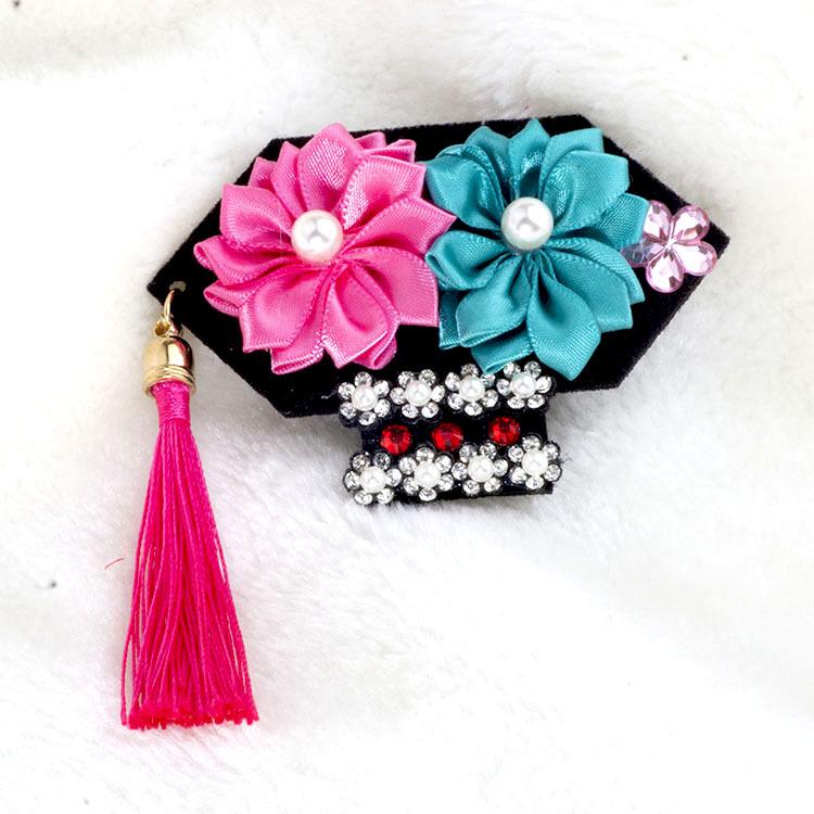 Handmade Plaid Frog Hair Clip for Pets - Suitable for Dogs like Yorkshire, Maltese, Shih Tzu