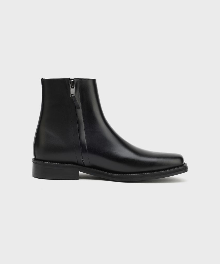 Firenze Atelier [Vibram] Minimal Semi-Square Zip-Up Boots 7430-Z [Fg Black]