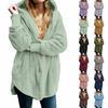 Women's Fashion Solid Color Pocket Button Hooded Plush Coat