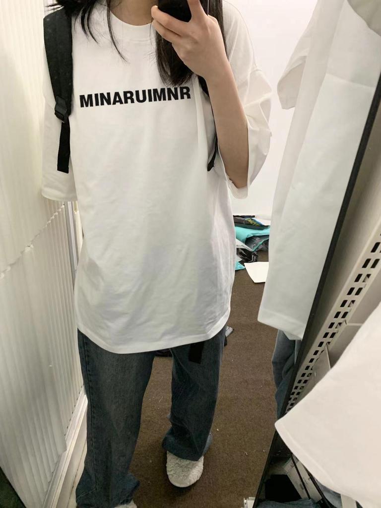 Women's Plus Size Retro White Mid-Length Cotton T-Shirt