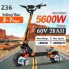 Электросамокаты Z36 5600W Двухмоторный 60V28AH С указателем поворота Электрический самокат Гидравлический тормоз 11'' Внедорожная бескамерная шина Электросамокат