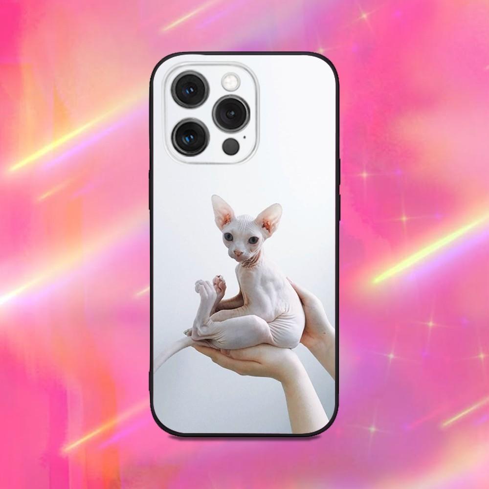 Sphynx Sphinx Cat Phone Case For iPhone 16,15,14,13,12,11,Pro,Max,Plus,X,XS,XR,SE,8,7,Mini,Soft Silicone Black Case