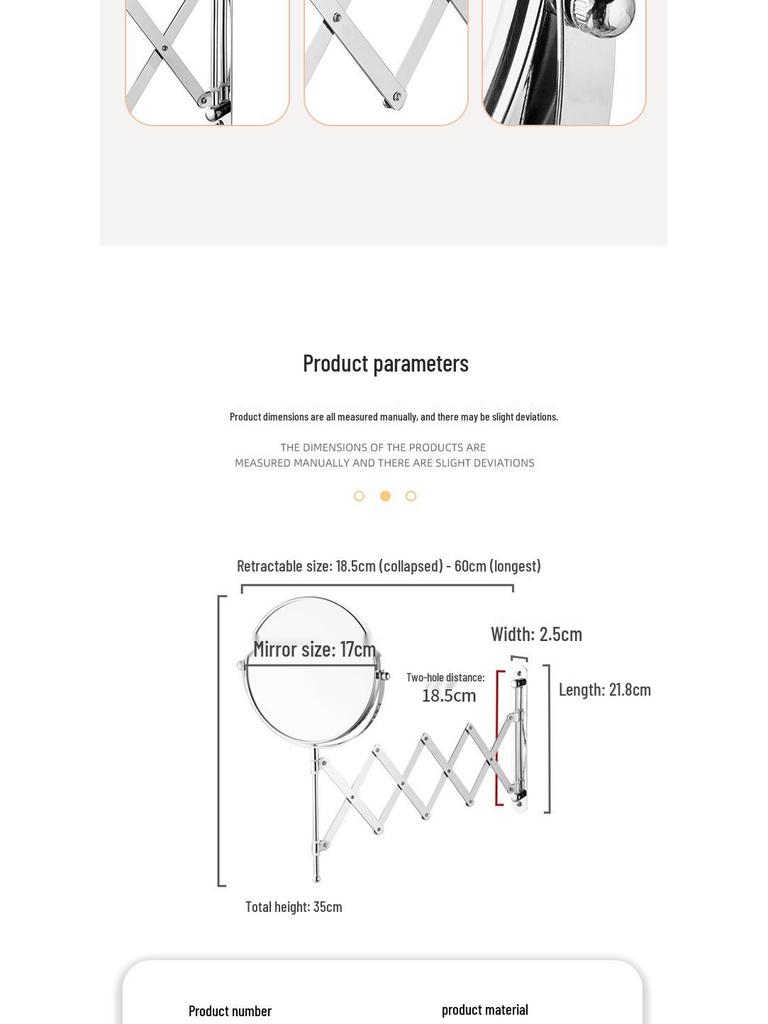 Настенное двухстороннее увеличительное зеркало для макияжа: Телескопическая складная конструкция туалетного столика высокой четкости