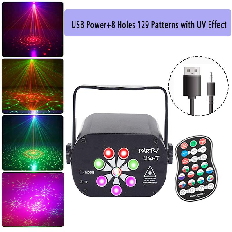 Дискотека RGB Лазерный сценический луч Звуковая активация DJ Вечерние огни со стробоскопическим эффектом вспышки