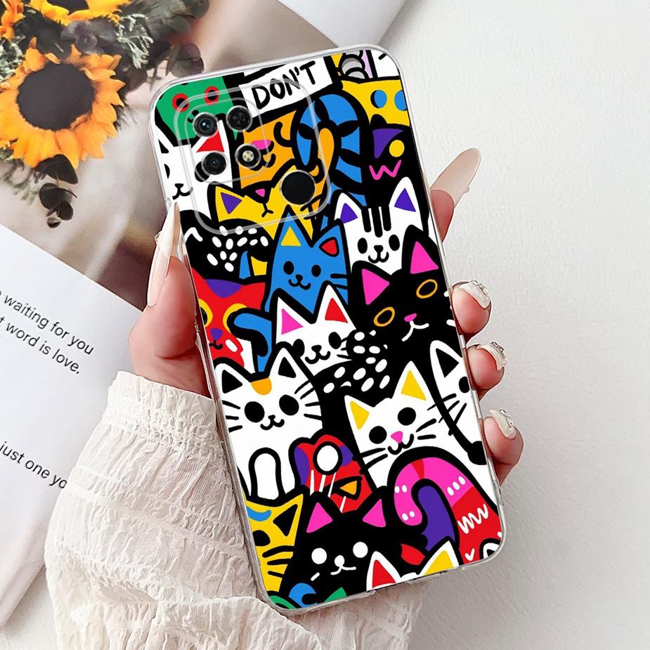 Чехол для Xiaomi Redmi 10C Милый кот Роскошная бабочка Расписная крышка 6,71'' Мягкий силиконовый чехол для Xiaomi Redmi 10C Redmi10C Fundas