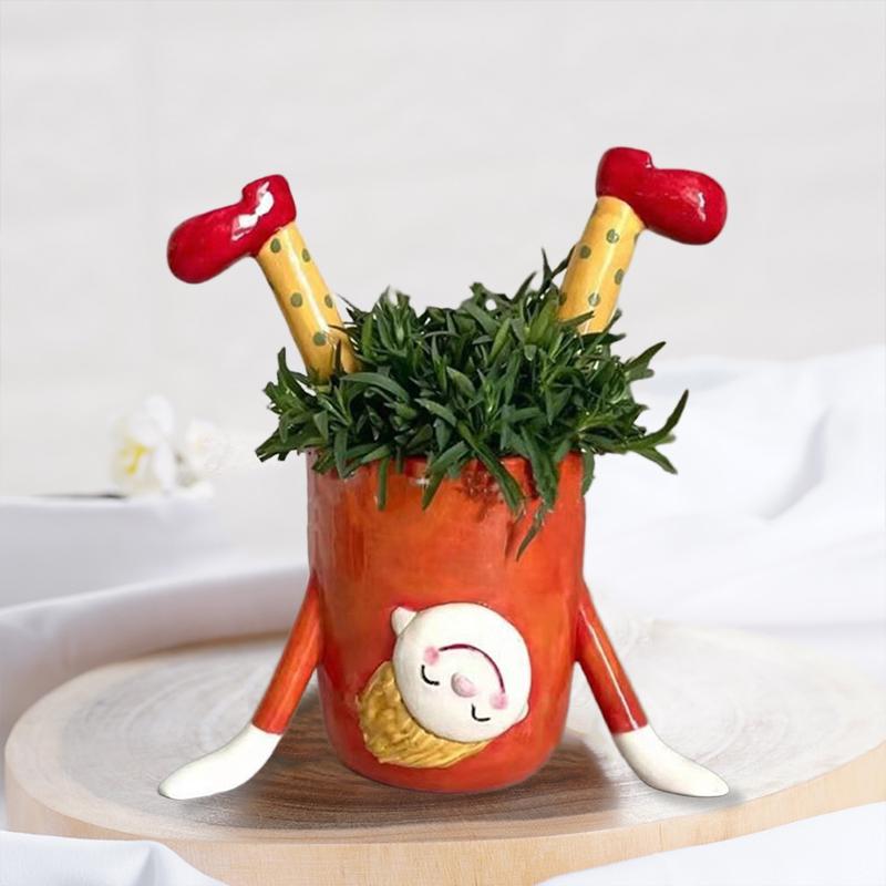 1 шт. Перевернутая девушка, причудливая, забавная, игривая, скульптура из смолы, креативный декор для сада, кашпо, горшок для растений 12x11x20 см