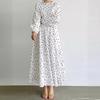 Casual Loose Waist Long Sleeve Round Neck Heart Shaped Print Dress