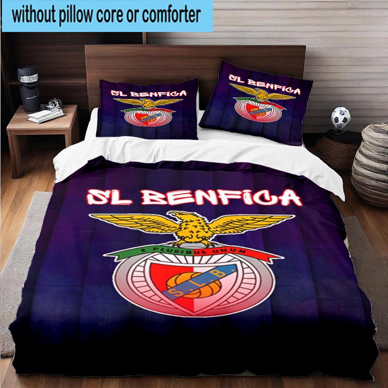 3pcs Benfica Football Club Printed Bedding Set Duvet Cover Closure Includes 1 Duvet Cover & 2 Pillowcases Bedding Sets Home Decor Gifts