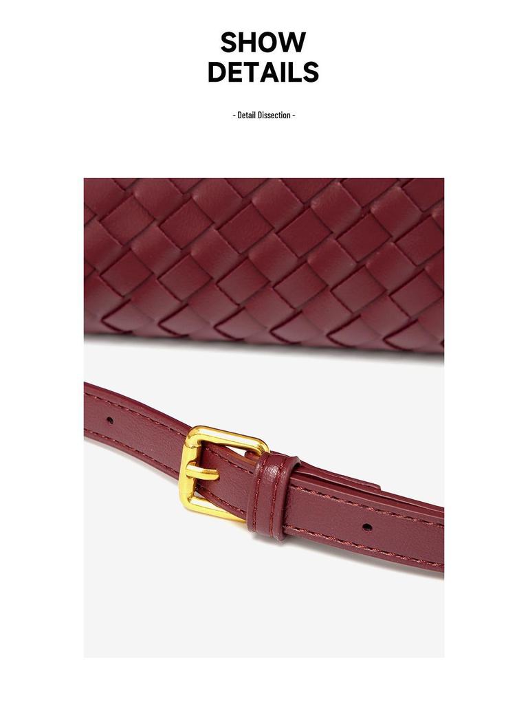 Трендовая плетеная вручную кожаная сумка-аккордеон квадратной формы - однотонная женская сумка-багет