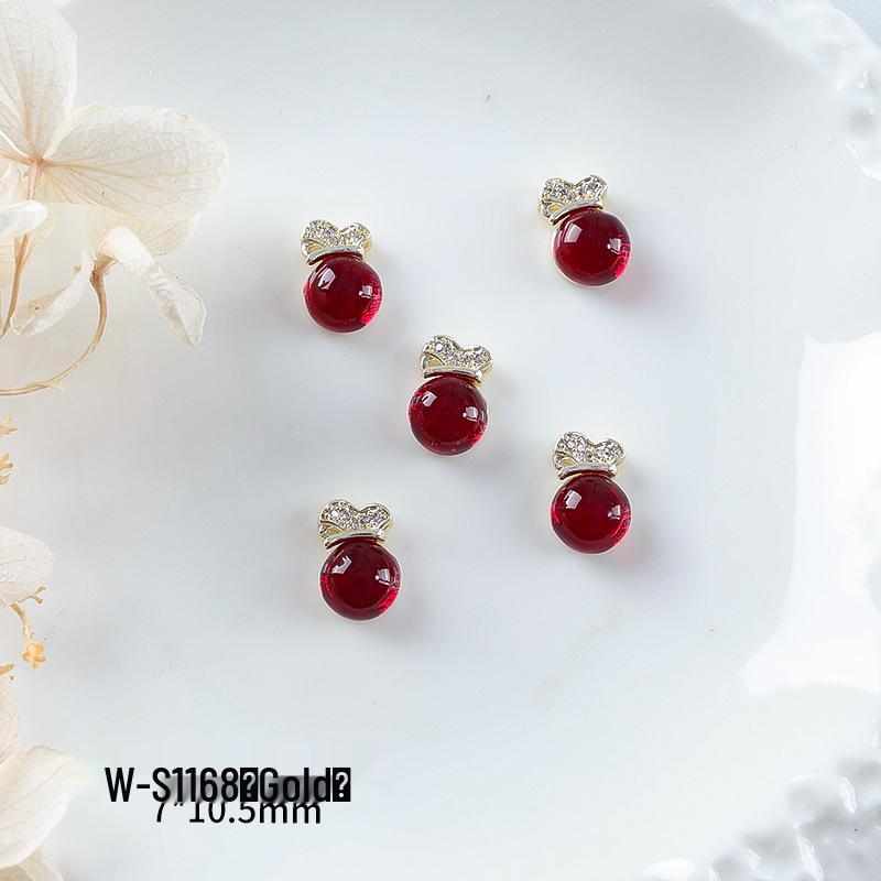 Новогодний маникюр: Роскошный подвеска-мешочек с цирконием и золотой инкрустацией из страз, носимые аксессуары для ногтей