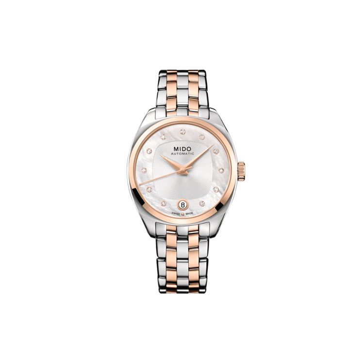 Mido Automatic Mechanical Movement Diamond-Set Calendar Simple Casual Watch Women watches Silver M024.307.22.116.00