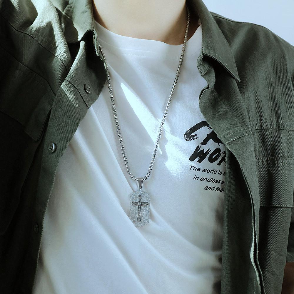 OPK Модное ожерелье из титановой стали с крестообразной рамкой