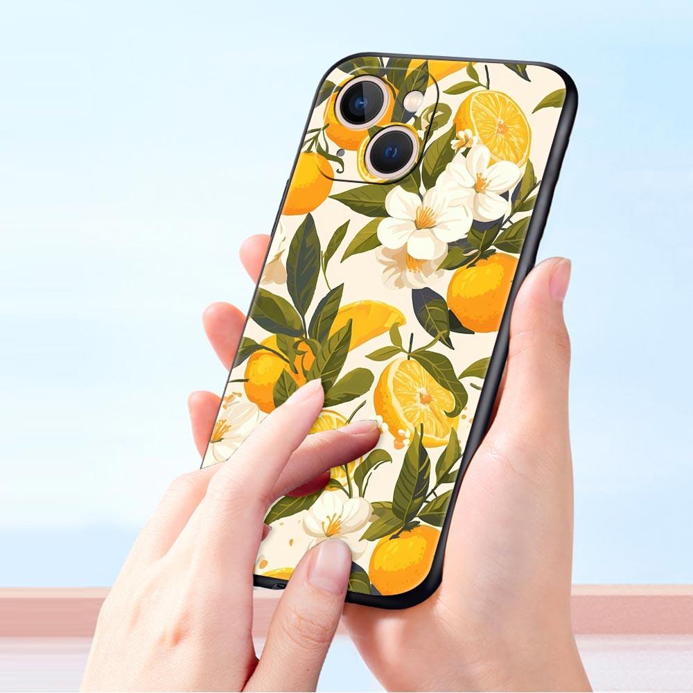 Летний чехол-бампер с принтом лимона и свежих фруктов для iPhone 17 16 15 14 13 12 Pro Max 11 Pro Max 17 AIR Plus Ударопрочный Мягкий ТПУ