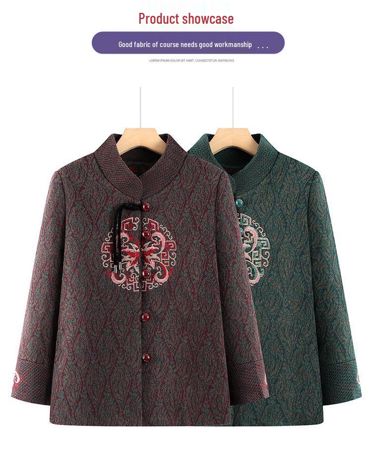 Осеннее шерстяное пальто для женщин среднего и пожилого возраста