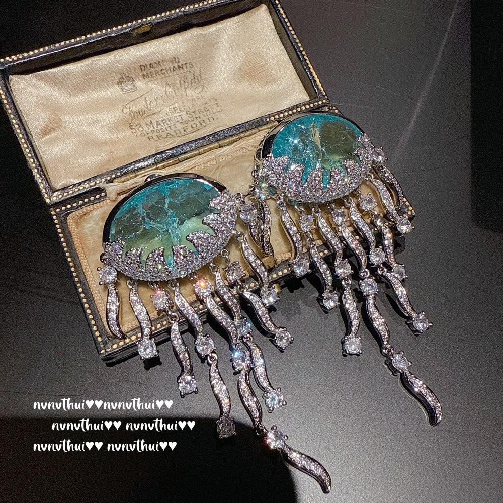 Винтажные серьги-медузы Королевский сапфир, Моана, Серьги-медузы Para Deluxe с цирконами