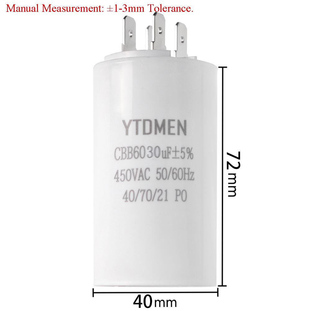 CBB60 Starting Capacitor Dual Insert Motor 4pin AC 450V Replacement Motor Run Capacitors 4UF 5UF 6UF 8UF 12UF 16UF 20UF 60UF