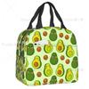 Cute Fruit Avocado Print Insulated Lunch Bag for Women Resuable Cooler Thermal Bento Box Kids School Children