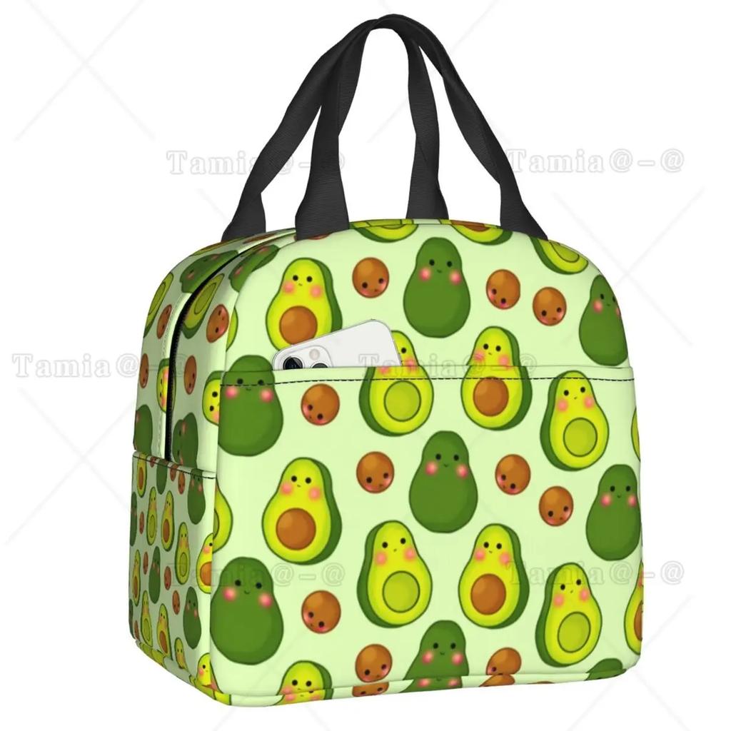 Cute Fruit Avocado Print Insulated Lunch Bag for Women Resuable Cooler Thermal Bento Box Kids School Children