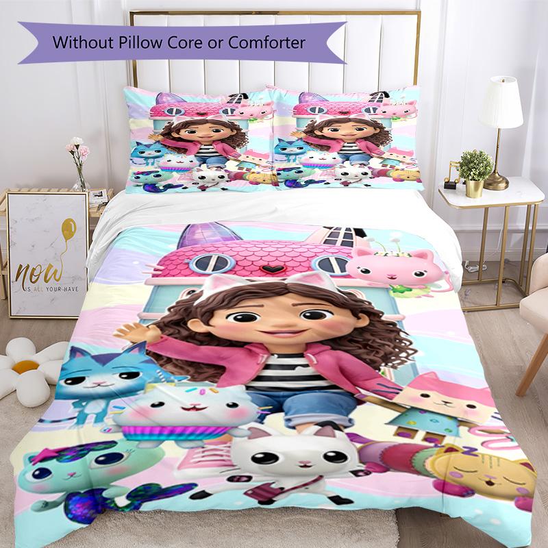 Gabby's Dollhouse Comforter Cover Set Design for Guest Room Machine Washable Perfect Gift for Friends Family
