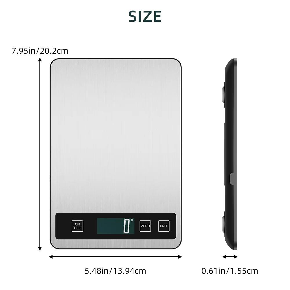 Stainless Steel Digital Kitchen Scale 5kg 10kg 15kg With Lcd Display, High Precision Electronic Scale For Cooking Baking Jewelry Weighing