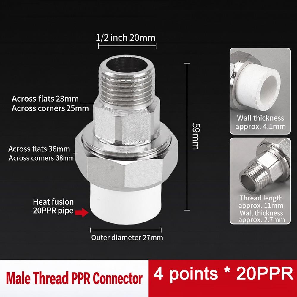 Stainless Steel PPR Pipe Connector Male Thread Plumbing Pipe Joint Water Supply System