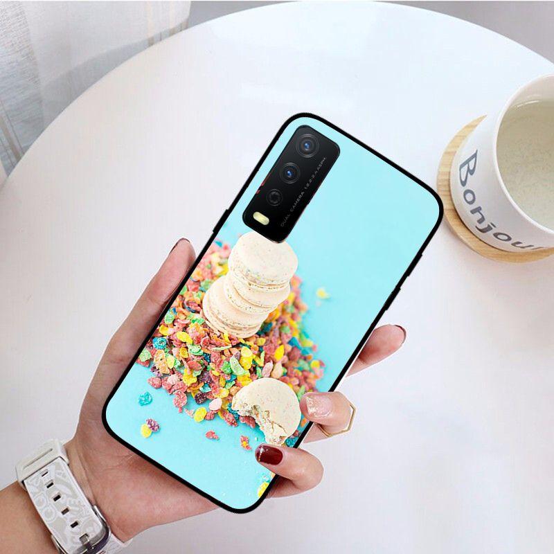 Чехол для телефона Funda Dessert macarons для vivo Y31 Y30 Y33S Y11S Y12S Y17 Y20 Y20S Y21S Y1S Y53S Y15 Y19 Y91C V23 5G, чехлы