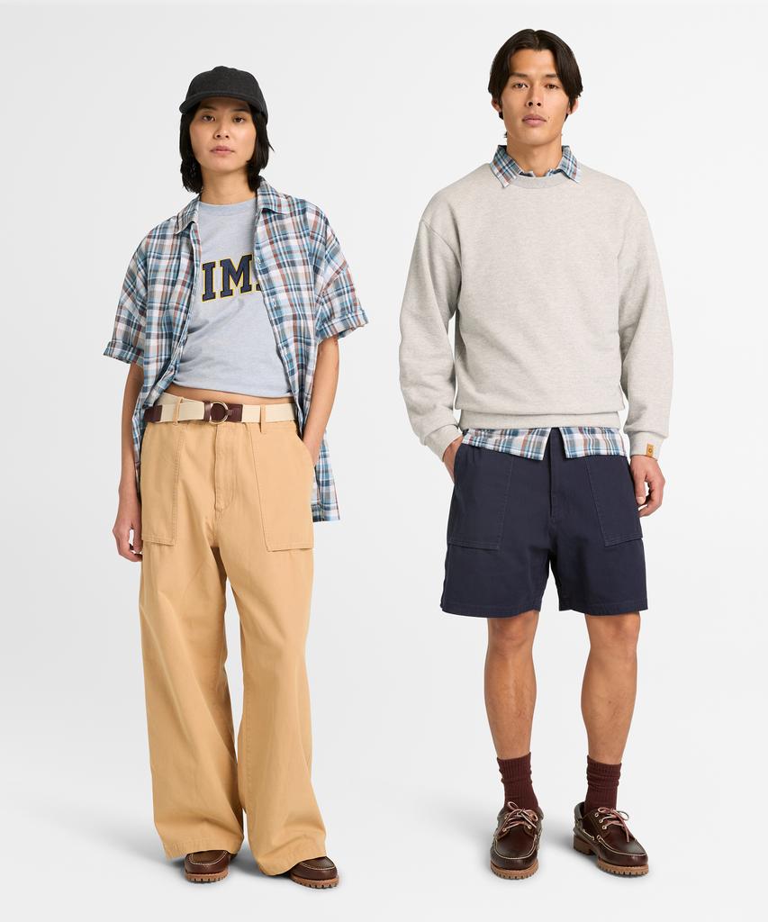 TIMBERLAND [Tokyo Design Collective] Рубашка с коротким рукавом в клетку, окрашенная пряжей - Темный деним / 0Yh3R-288