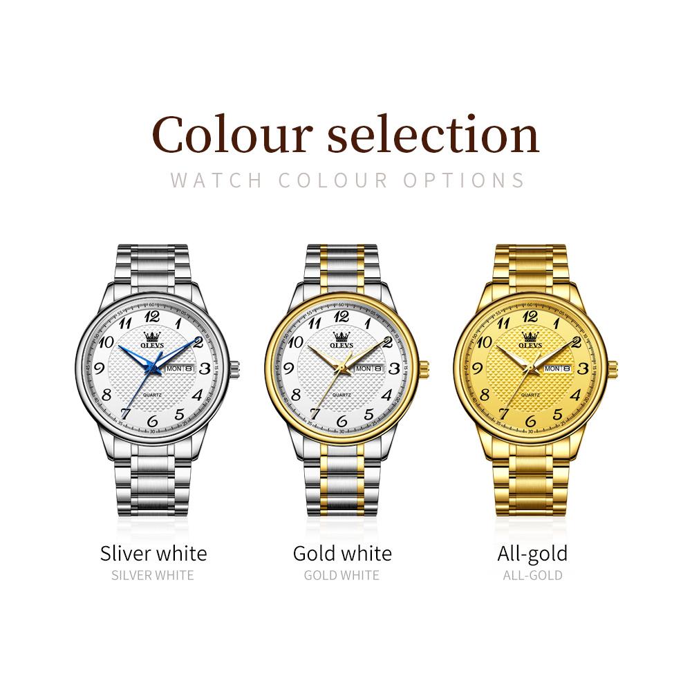 OLEVS 5667 Mens Watch Casual Fashion Original Week Date Quartz Watch Waterproof Luminous Watches For Man Box Gifts Reloj