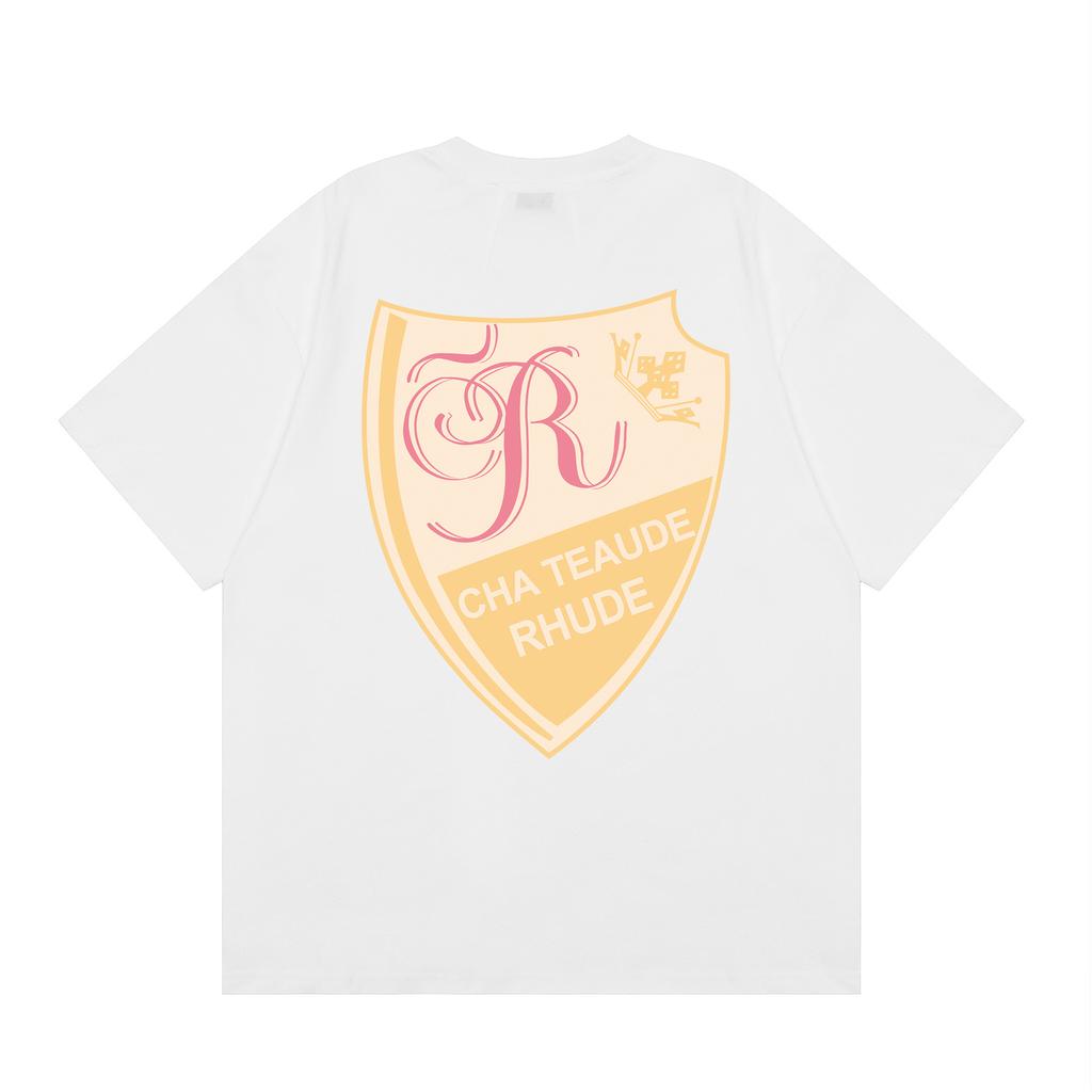 2023 Cross-border European and American trendy brand RHUDE micro-label letter logo pattern short-sleeved t-shirt men's and women's high street loose h