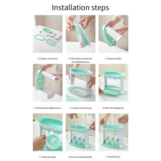 Детское фруктовое компотное наполнение, станция порционного контроля, диспенсер для еды, устройство для наполнения пакетиков детским фруктовым пюре с 10 пакетиками для сжатия