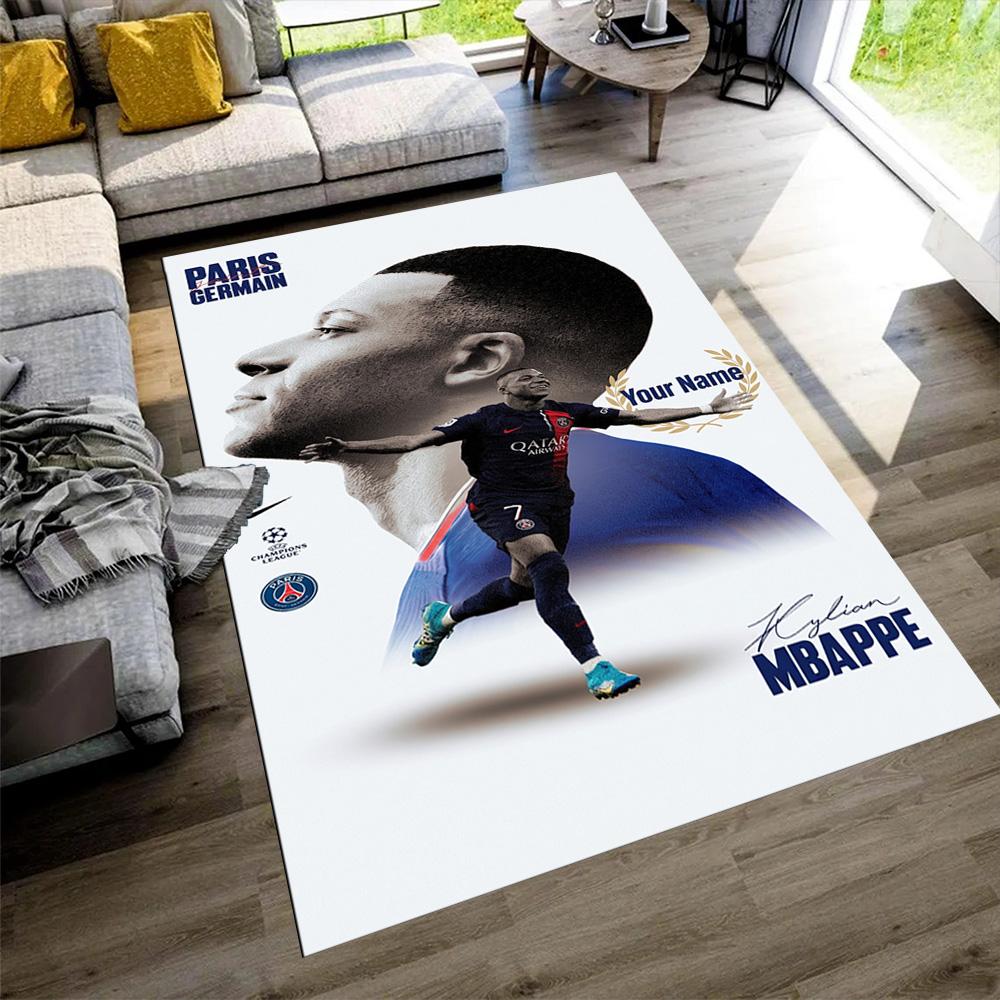 Mbappé Customize Text Floor Rug Office Rug Suitable for Study room Bedrooms Hallway Decorate room Anti-slip Rug Decorate Offices