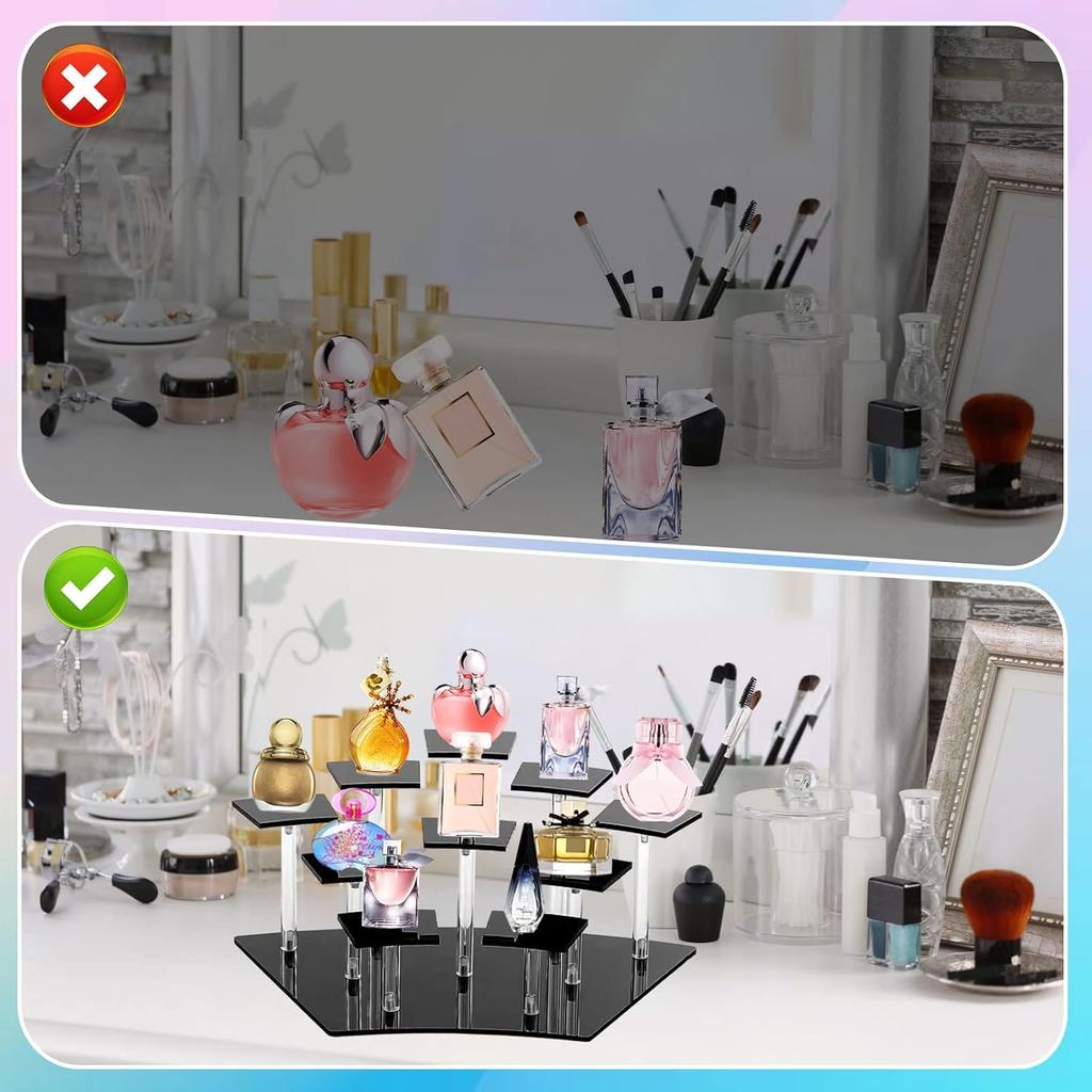 Acrylic Display Stands,10-Tier Action Figure Display Stand,Multilevel Acrylic Risers for Funko Pop Cupcake Dessert and Perfume Display,Display Risers