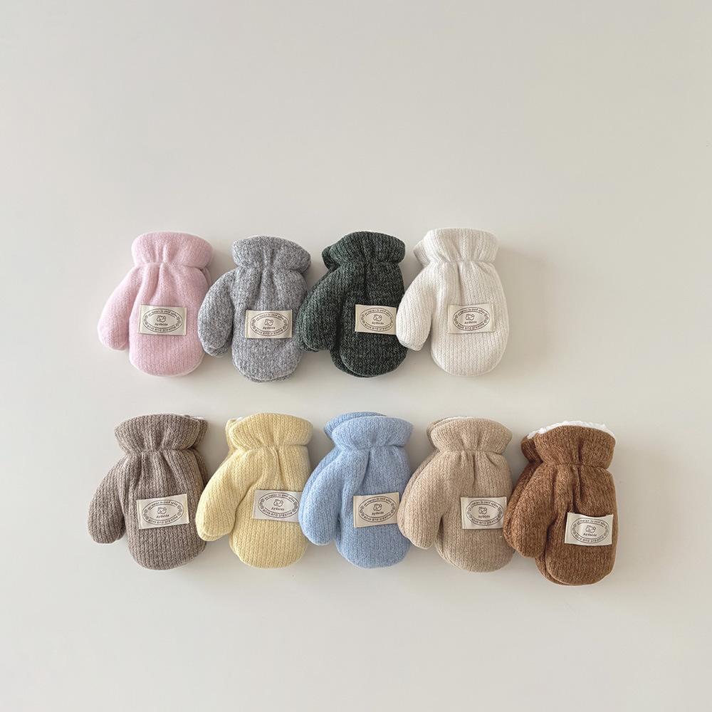 Fashion Baby Mittens Cute Floral Print Lace Winter Mittens for Girl Warm Plush Lined Thermal Toddler Kids Mittens