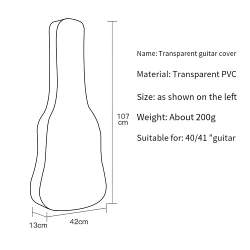 Roisin 1 Piece Guitar Dust Cover Transparent Translucent Dustproof Waterproof Acoustic Electric Guitar Cover Protective Storage Bag